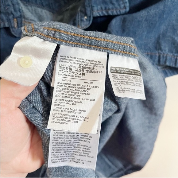 Levi's Larissa western shirt blue denim short sleeves dark wash snaps - Picture 6 of 8